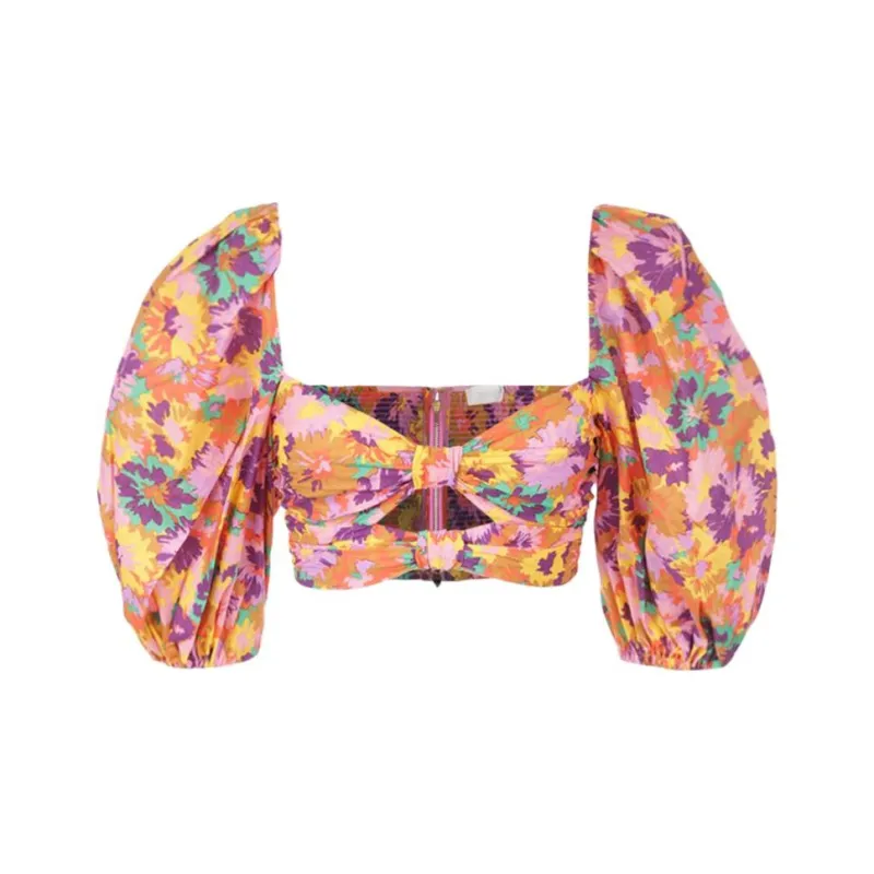 Zimmermann Violet Twist Crop Top-0