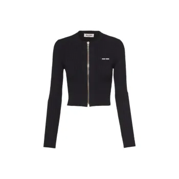 MIU MIU Logo print Zip up Cardigan