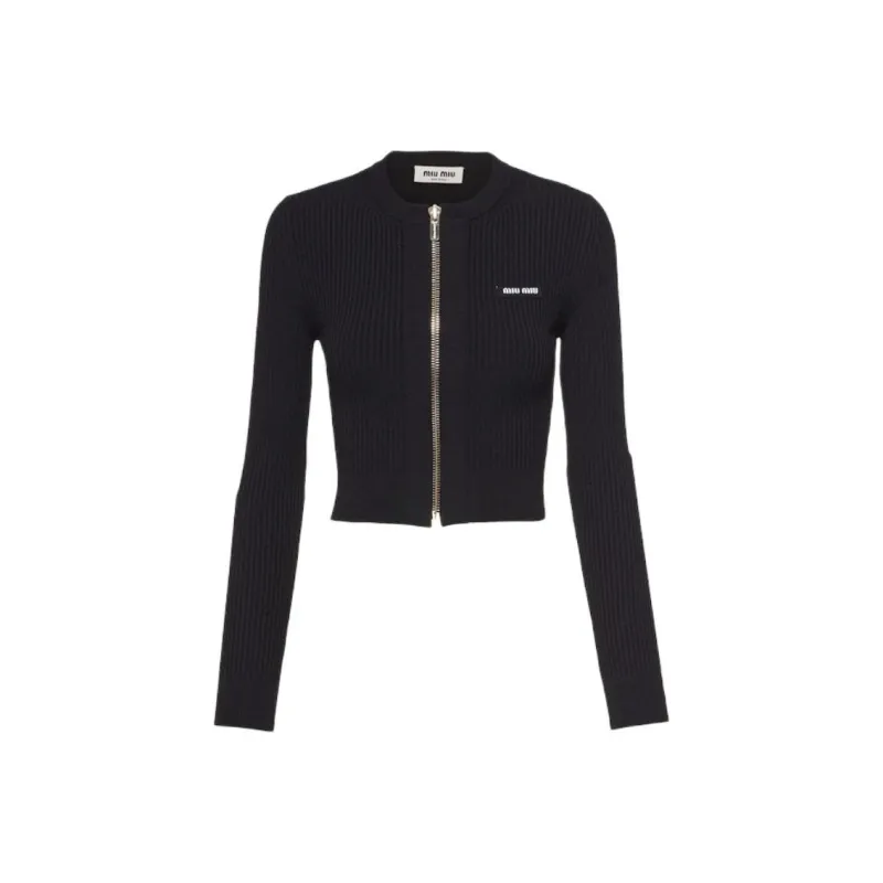 MIU MIU Logo print Zip up Cardigan-0