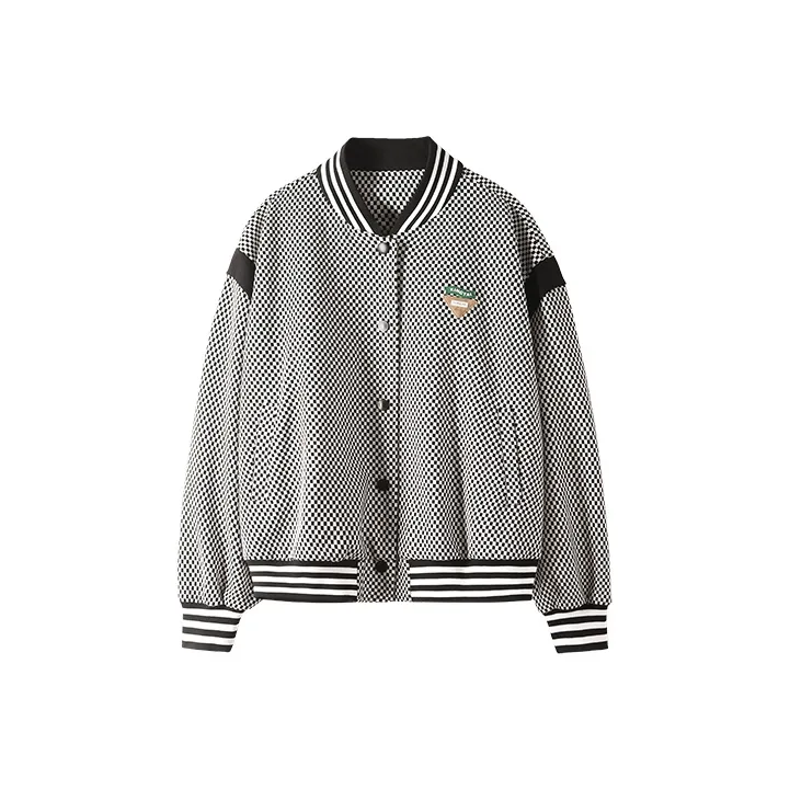 MITUAN Jackets Women's Black White Plaid-0