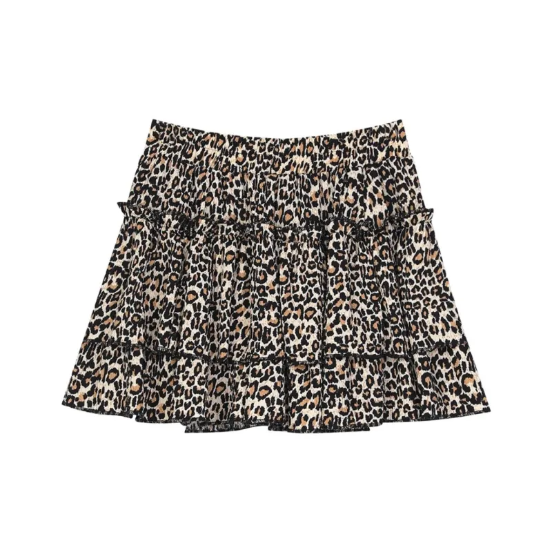 DOKZB Casual Short Skirts Women's Leopard Print-1