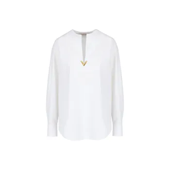 Valentino V Gold Curved Hem Top