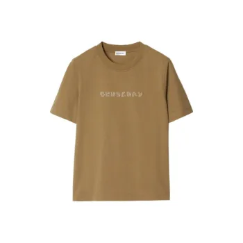 Burberry Logo Embroidered Crewneck T Shirt