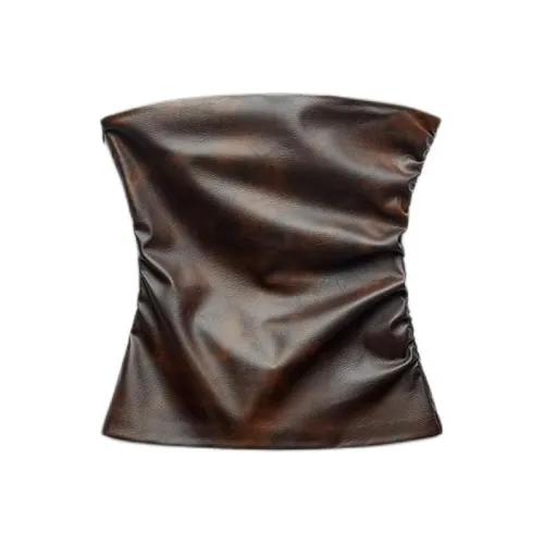 ZARA Strapless Top Women's Brown