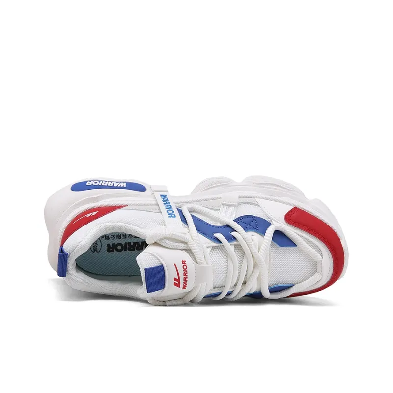 Warrior Slip Resistant And Breathable Low Top Casual Running Shoes Men's White Blue Red-3