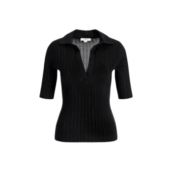 VINCE Ribbed knit Cotton T shirt