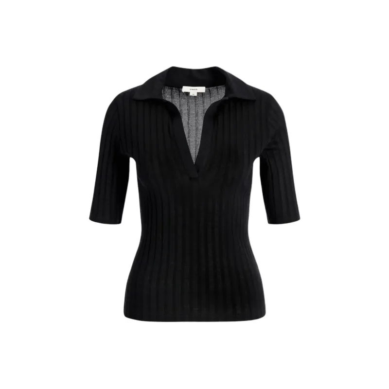 VINCE Ribbed knit Cotton T shirt-0
