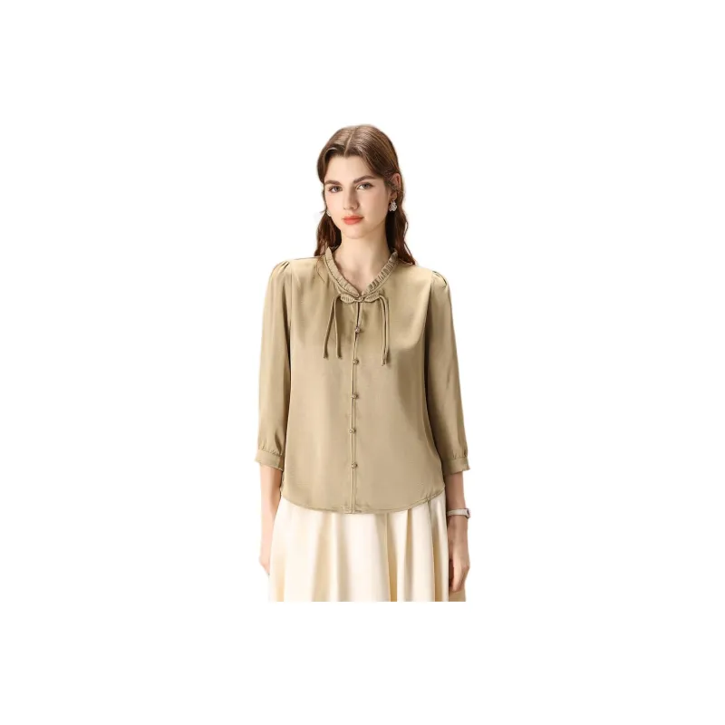 FENHONGMALI Shirt Women's Army Green-0