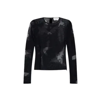 Alexander McQueen Feather Intarsia Long Sleeved Top