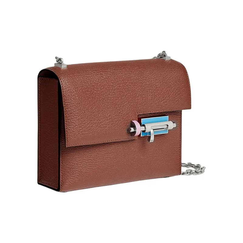 HERMES Verrou Mysore Goat Skin Shoulder Bag Mini Women's Copper Red & Mallow Purple & Cream White & Sky Blue-1