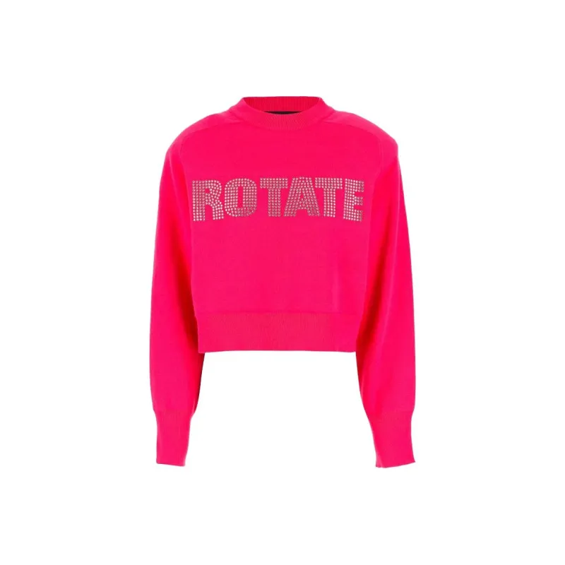 Rotate Logo Embellished Cropped Sweatshirt-0