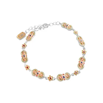 YINI 999 Fine Silver Flower Infused Bracelet Women's