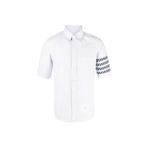 THOM BROWNE 4 Bar Stripe Short sleeve Cotton Shirt