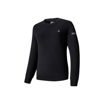 Erke Crew Neck Sweatshirt Spring And Autumn Women's Jet Black