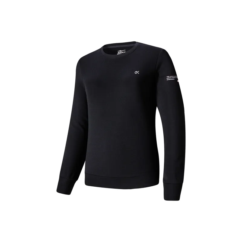 Erke Crew Neck Sweatshirt Spring And Autumn Women's Jet Black-0