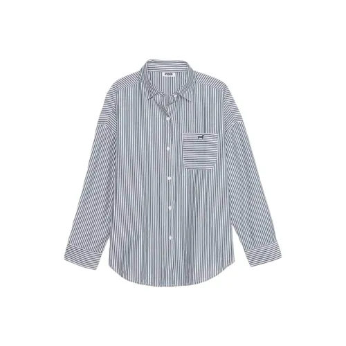 Victoria's Secret PINK Shirt Women's Green White Stripes
