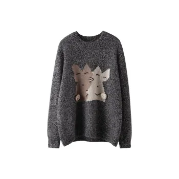 MAIGRE SIMHAT Cashmere Sweater Women's Button Flower Gray