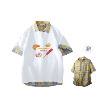 OGEK Shirt Matching Set Unisex Yellow Plaid