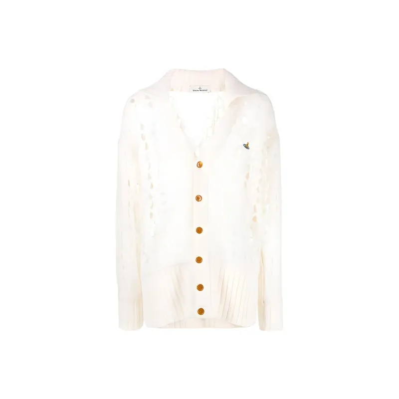 Vivienne Westwood Logo embroidered Open knit Cardigan-0