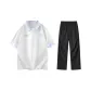 White Top+Black Ice Silk Pants