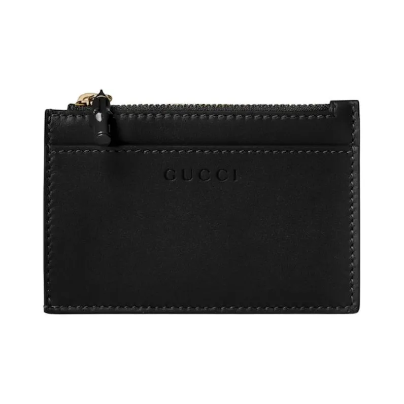 GUCCI Leather Card Holder Women's Black-0