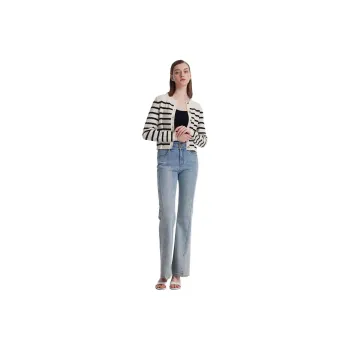 GOELIA Knitwear Women's 18S Apricot And Black Stripes