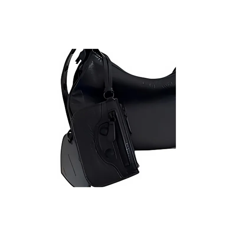 Balenciaga Le Cagole Fine Grained Sheepskin Crescent Bag Biker Shoulder Bag Mini Women's Black-3