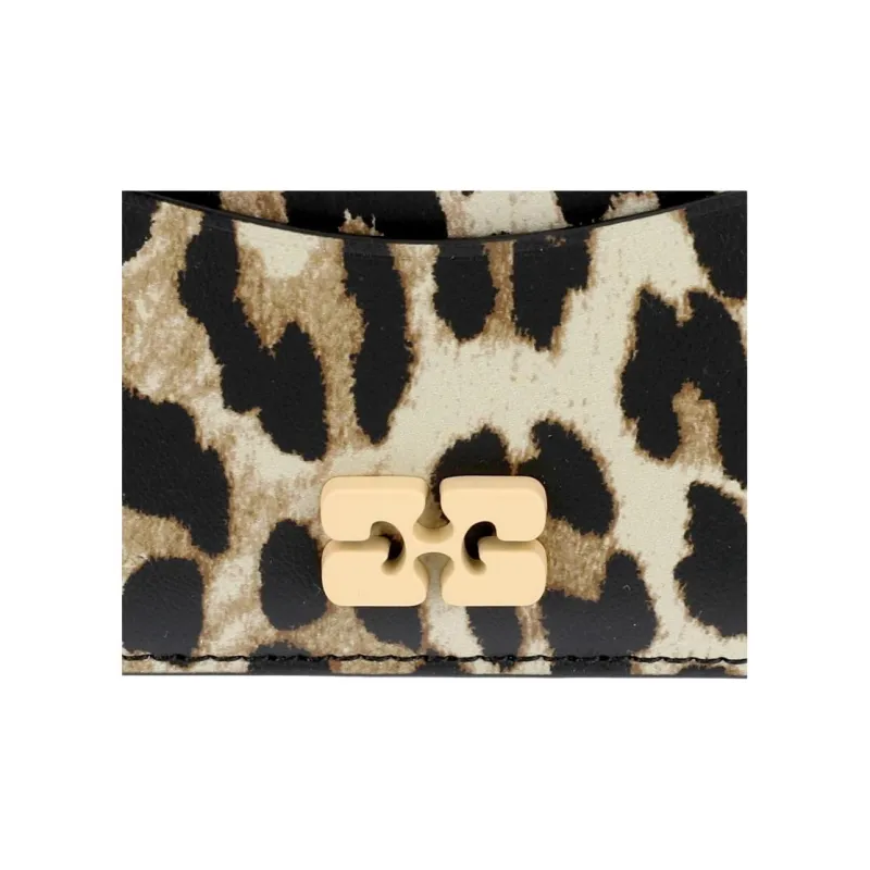 GANNI Artificial Leather Card Holder Women's Brown-5
