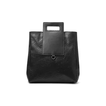 Yawei Kuroda PU Shopping Bag Handbag Regular Unisex Black