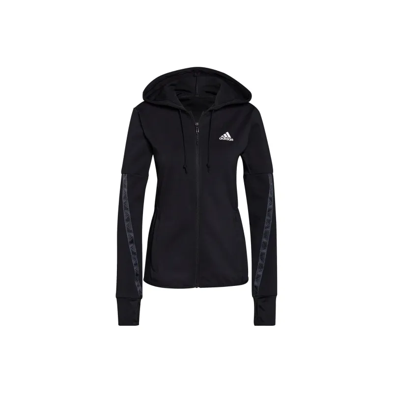 Adidas Lil Stripe Wedgiedesigned 2 Move Cotton Touch Hoodie Jackets Coats Women's Black-0