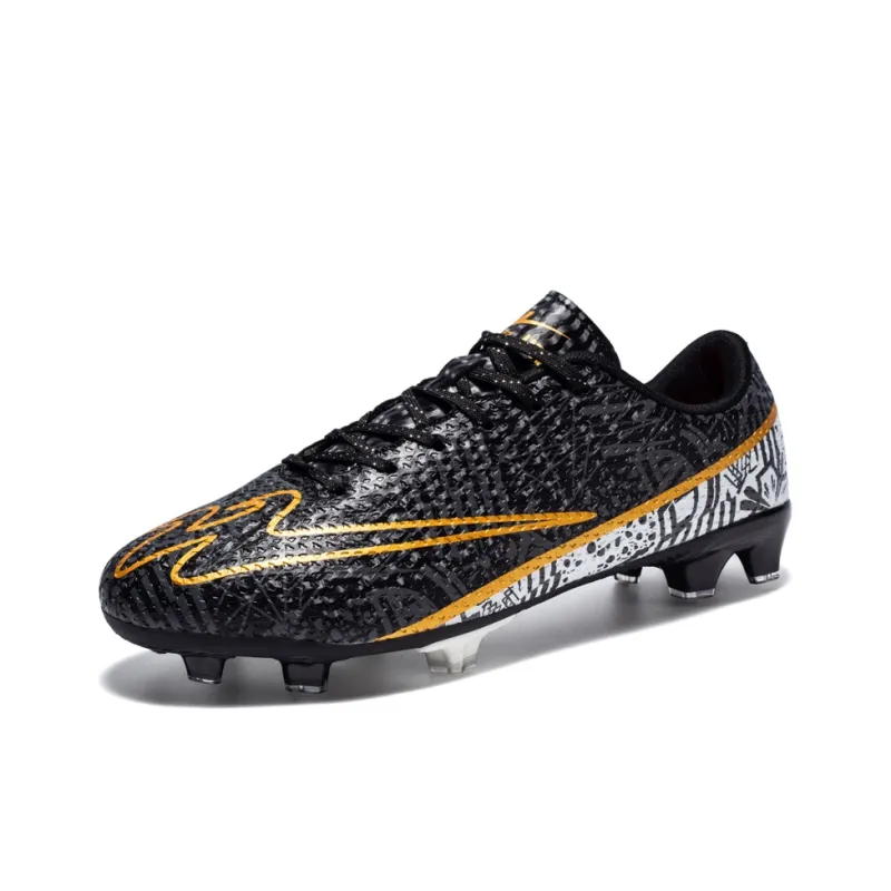 Binary FG Firm Ground Cushioning Abrasion Resistant Lightweight Slip Resistant Soccer Shoes Unisex Black-1