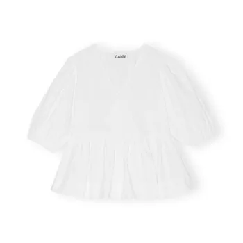 GANNI Organic Cotton Wrap Blouse
