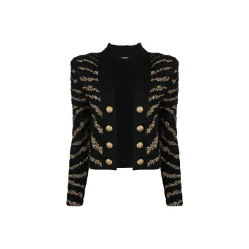 BALMAIN Striped Cardigan Coat
