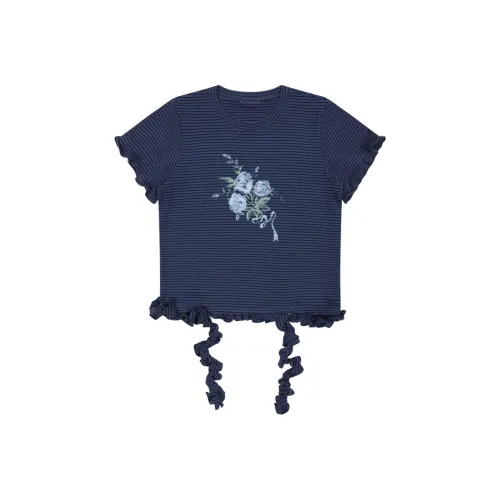MostwantedLab T Shirt Women's Deep Sea Blue Stripes