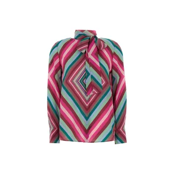 Valentino Bow Detailed Striped Shirt