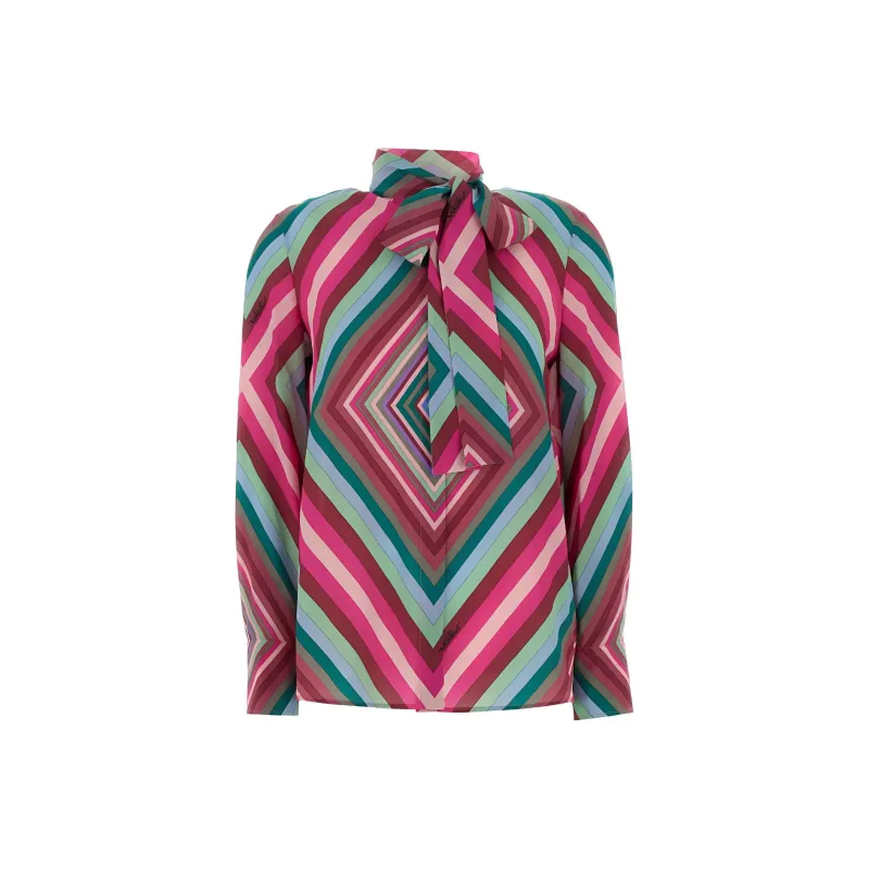 Valentino Bow Detailed Striped Shirt-0