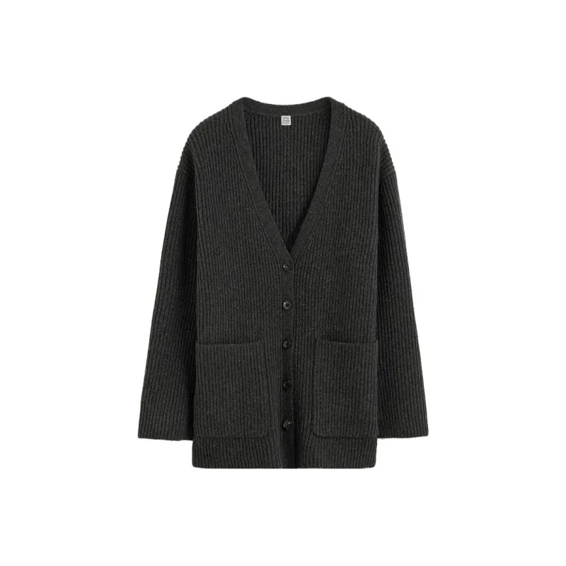 Toteme Mélange-effect Wool V-neck Cardigan-0