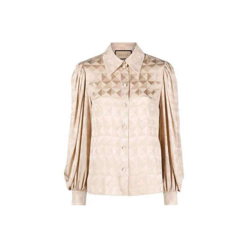 GUCCI Geometric-jacquard Silk Blouse-0