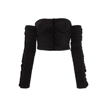 Rotate Slinky Off Shoulder Cropped Top
