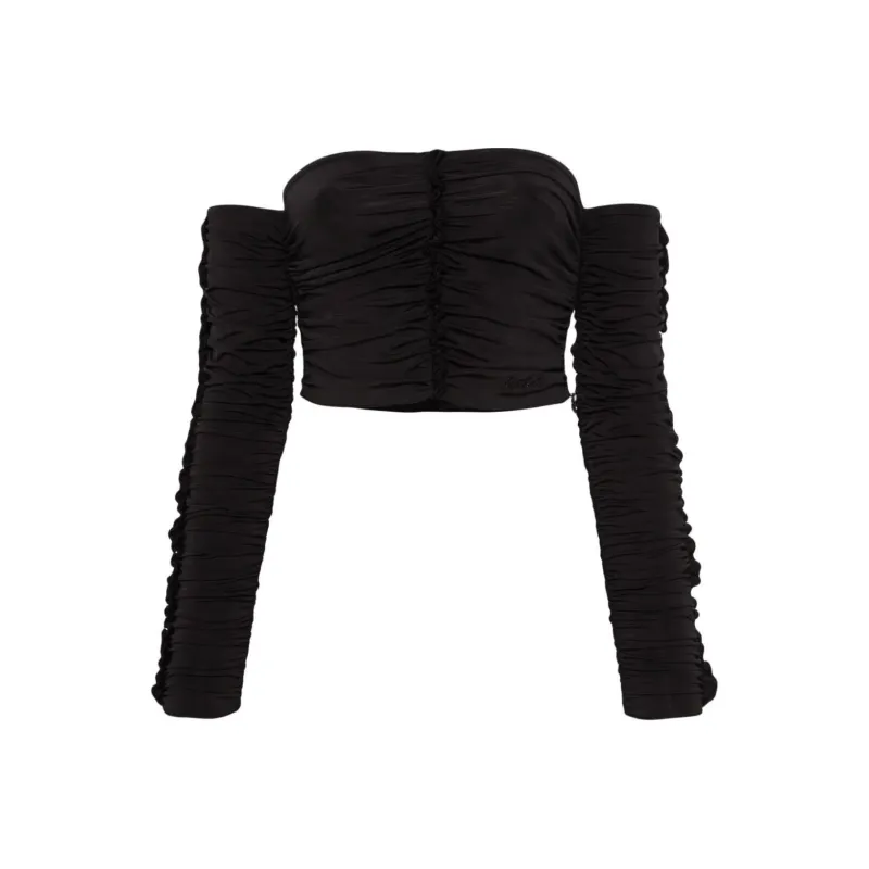 Rotate Slinky Off Shoulder Cropped Top-0