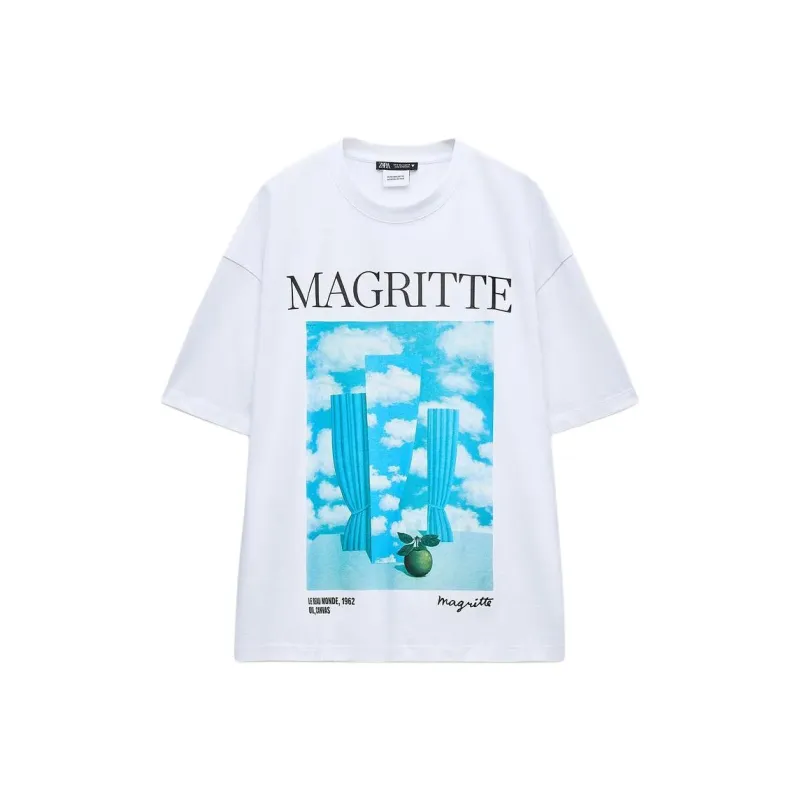 ZARA x YISHUJIA LIANMINGKUAN Drop Shoulder Sleeve T-Shirt Women's White-0