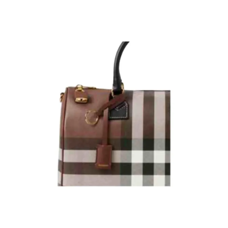 Burberry Calfskin Bowling Bag, Shoulder Bag, Crossbody Bag, Handbag Medium Size Women's Dark Birch Brown-2