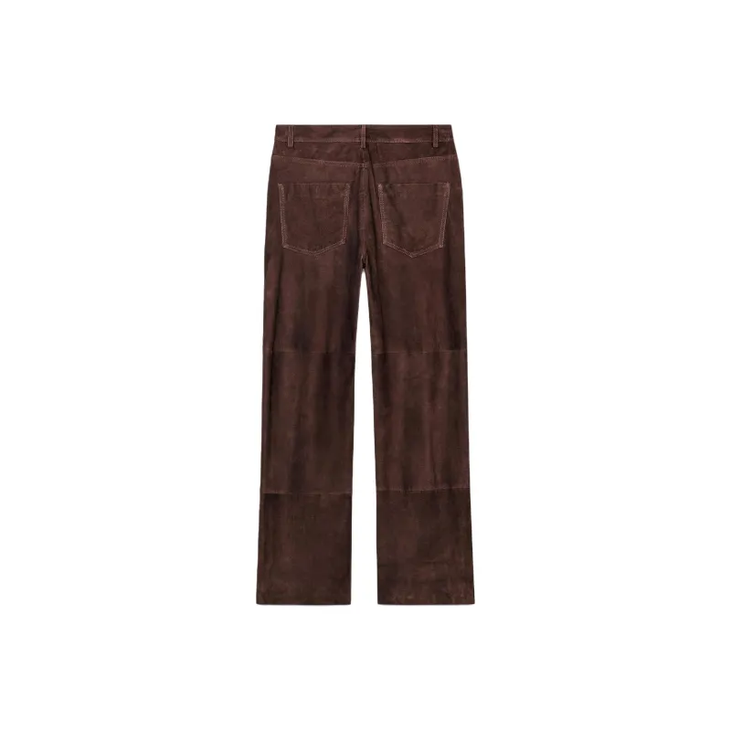 ZARA ZW Series Leather Pants Women's Brown-1