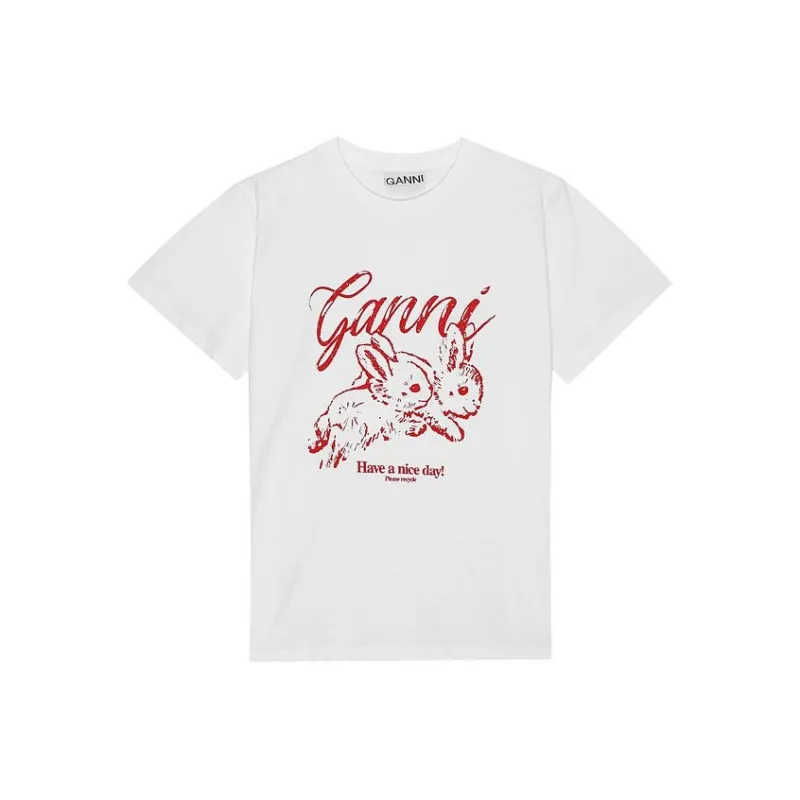GANNI Logo print T shirt-0