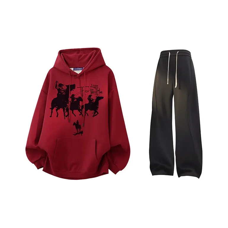 FAX FOR FMACM Sweatshirt Set Unisex Black+Black[Pants]-6