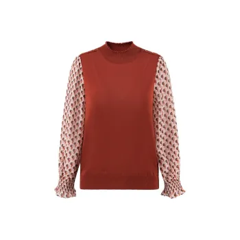 JZ. ANNAKRO Knitwear Women's Pattern Red Coffee