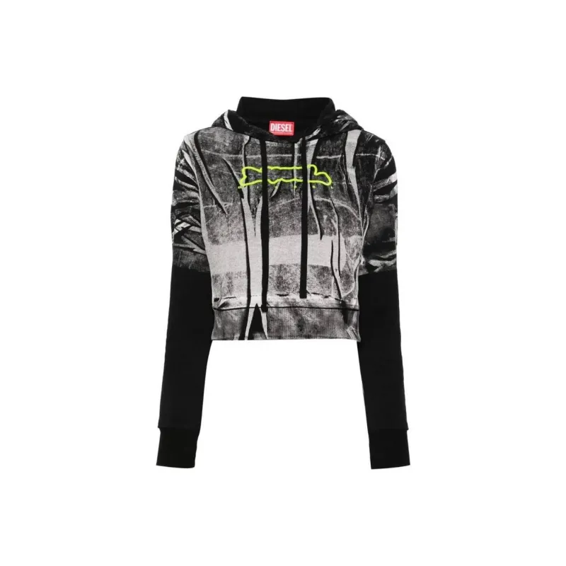 DIESEL F Slimmy Hood Crease Effect Printed Hoodie-0