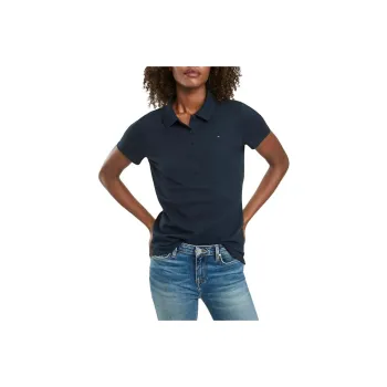 Tommy Hilfiger FW23 Regular Fit Essential Stretch Cotton Polo T Shirts Polo Shirt Women's Blue