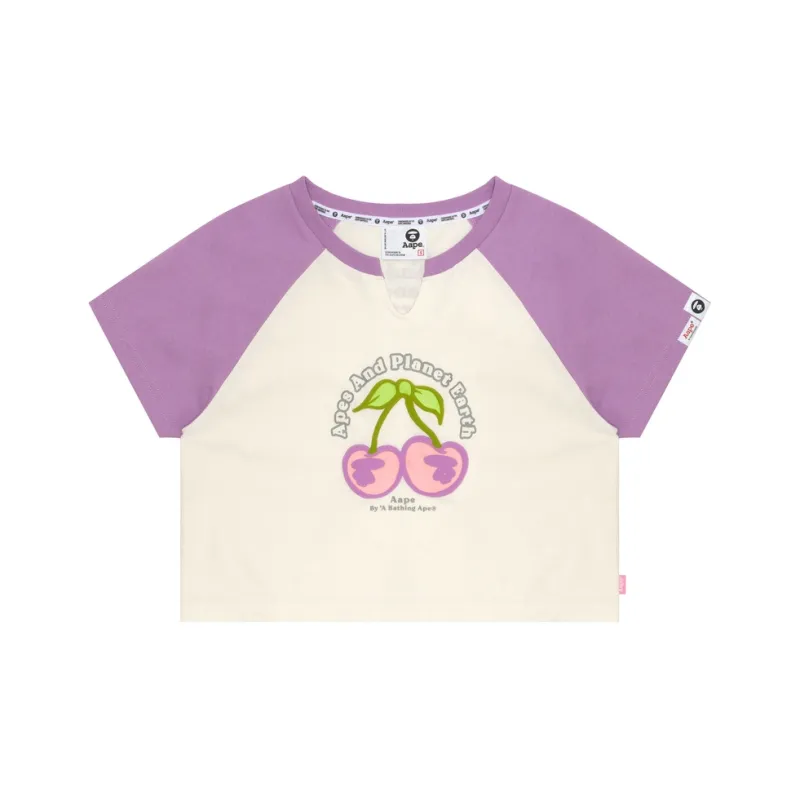 Aape Cherry motif Cropped T shirt-2