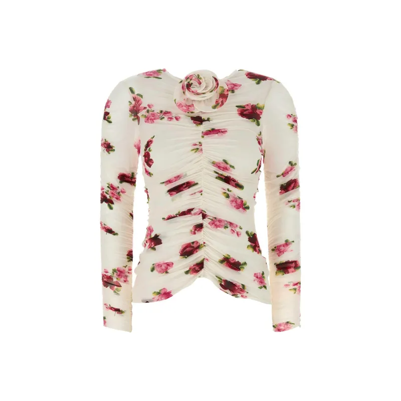 Magda Butrym Rose appliqué Ruched Top-0